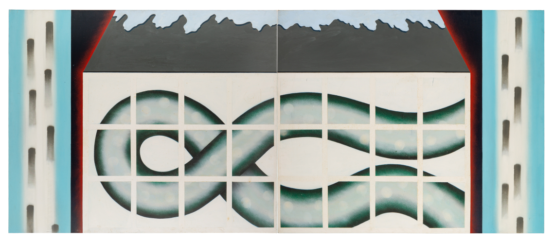 Flailing Tube, 1967 oil on canvas 50 x 120 x 2 inches oil painting