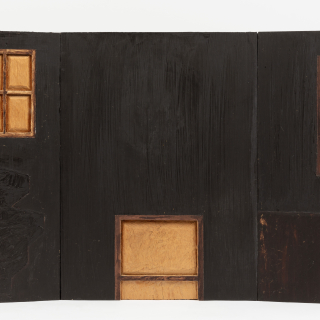 Brown Window Triptych 16 x 35 1/4 x 3/4  1966 Oil Painting