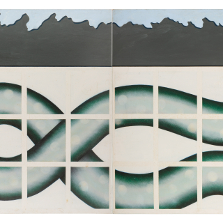 Flailing Tube, 1967 oil on canvas 50 x 120 x 2 inches oil painting