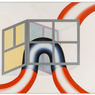 Red Tube oil Painting 1970s 1971