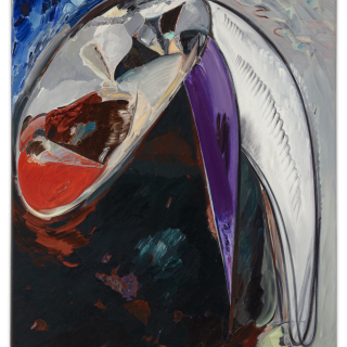 Standing Transaction 72 x 60 Oil Painting Eighties 80s 1983