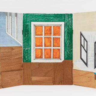 Window Triptych Orange, 1966 oil on canvas 17 x 36 ¼ x ¾  inch