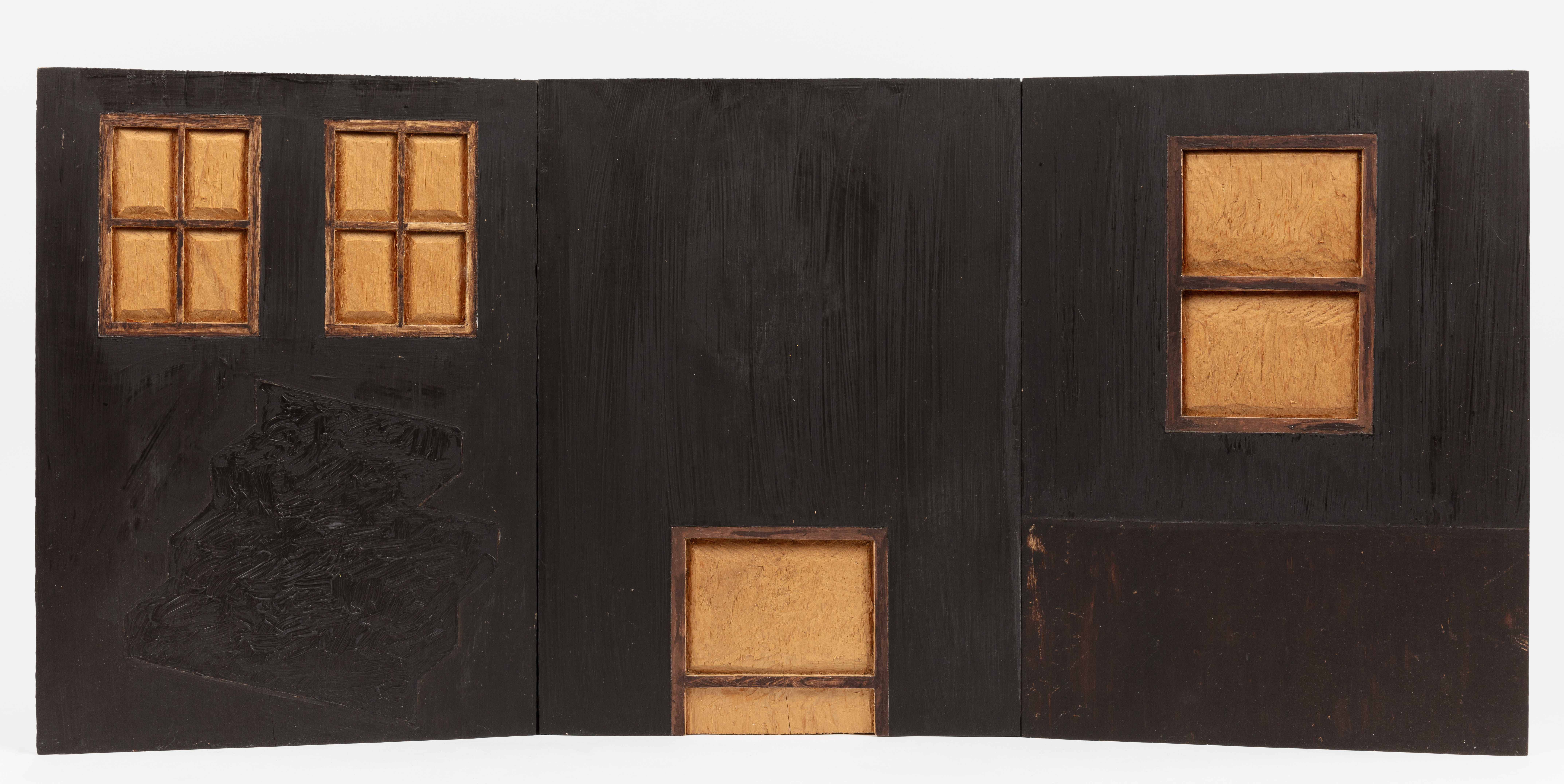 Brown Window Triptych 16 x 35 1/4 x 3/4  1966 Oil Painting