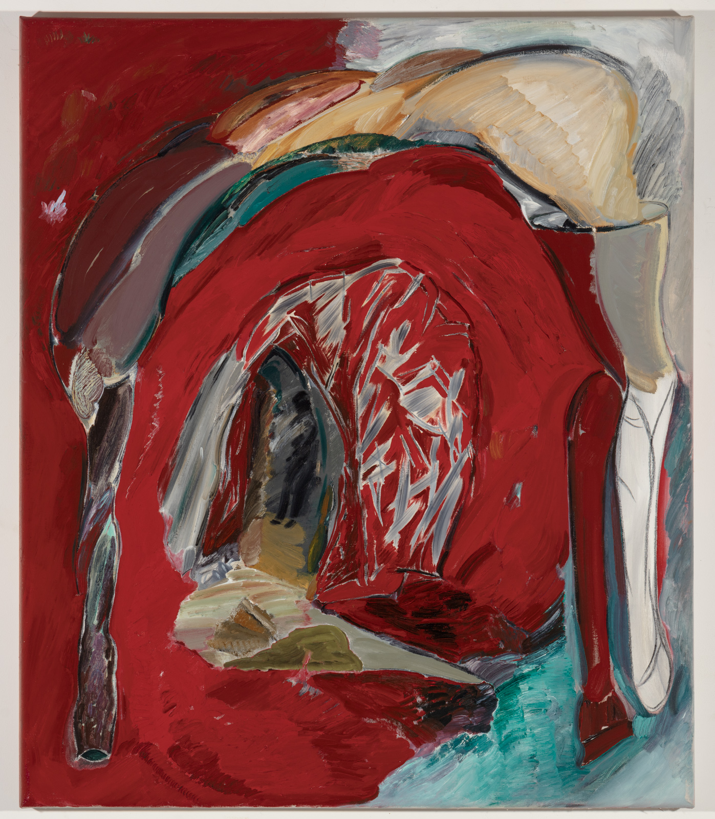 Red Showings Oil Painting 1980s 1983