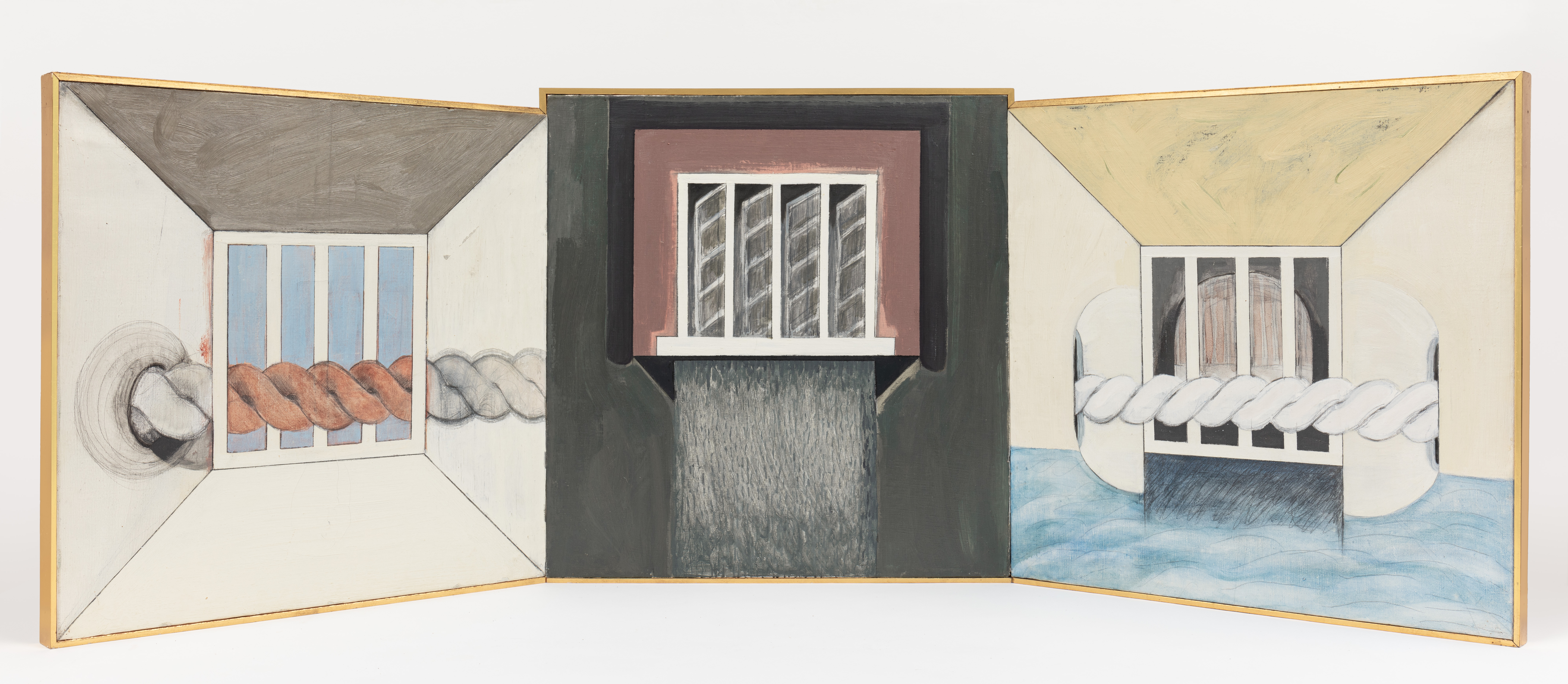 Window Triptych, 1965 oil on canvas 17 x 50 x ¾  inches