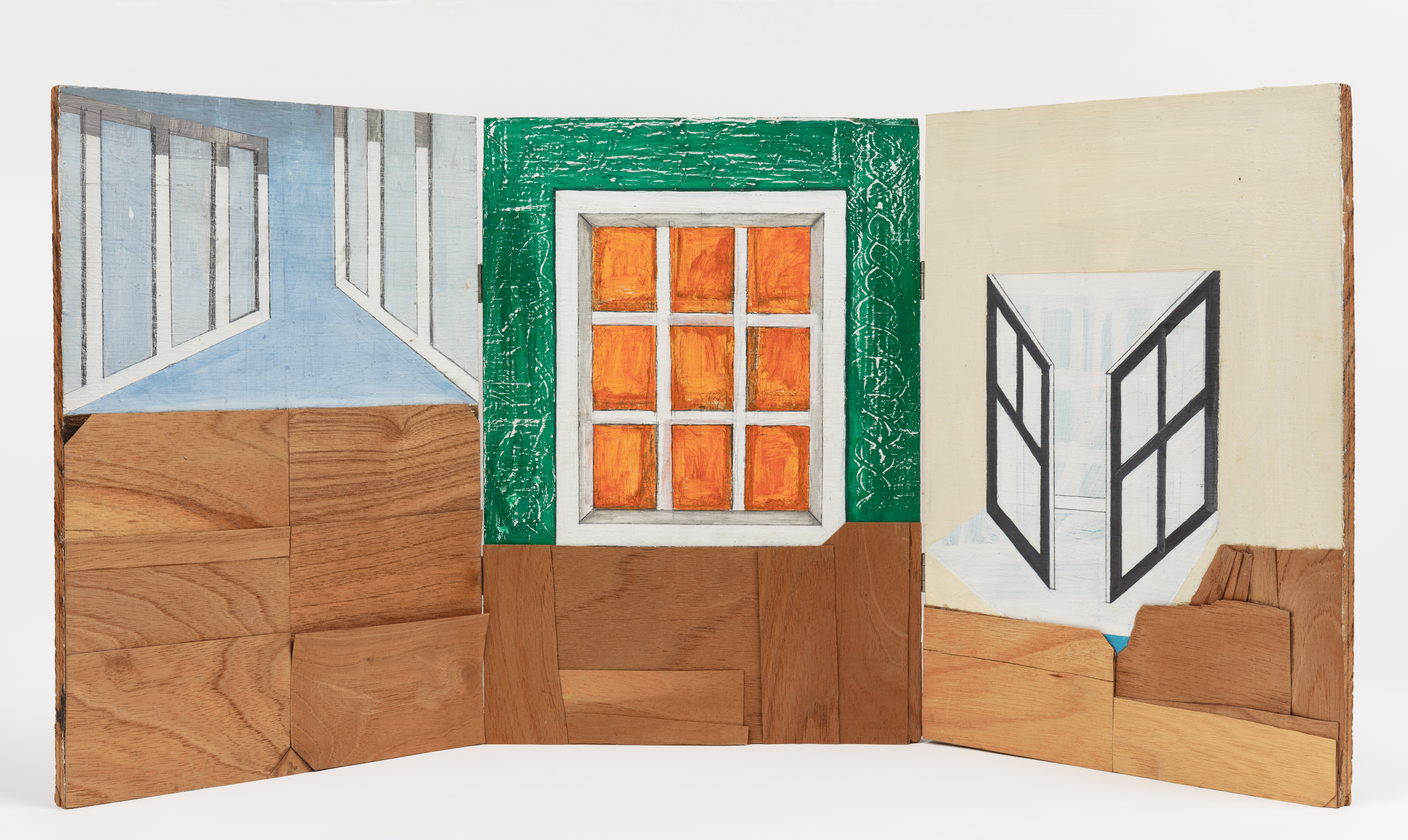 Window Triptych Orange, 1966 oil on canvas 17 x 36 ¼ x ¾  inch